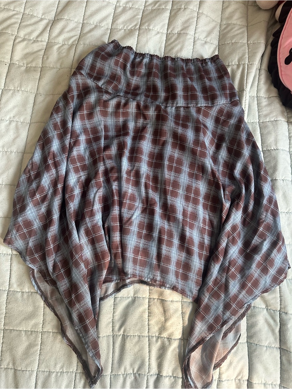 y2k style flowy plaid skirt